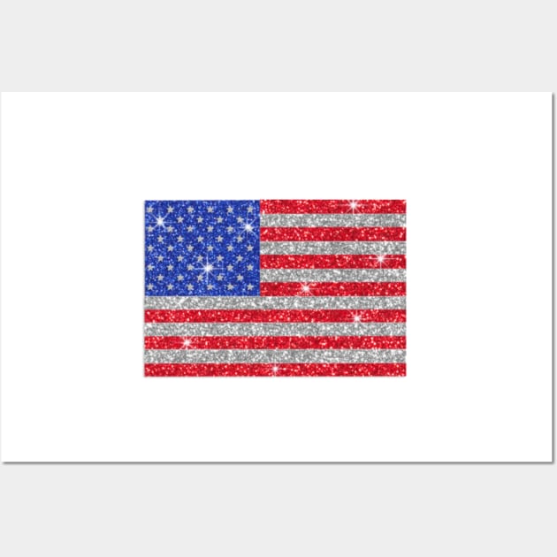 American Flag Glitter Sticker Wall Art by anacarminda